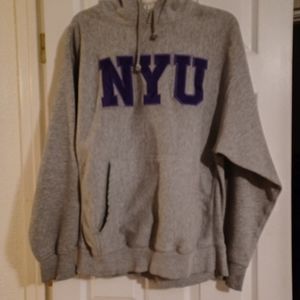 NYU Sweatshirt/Hoodie - size medium.  Grey w/purple NYU letters.